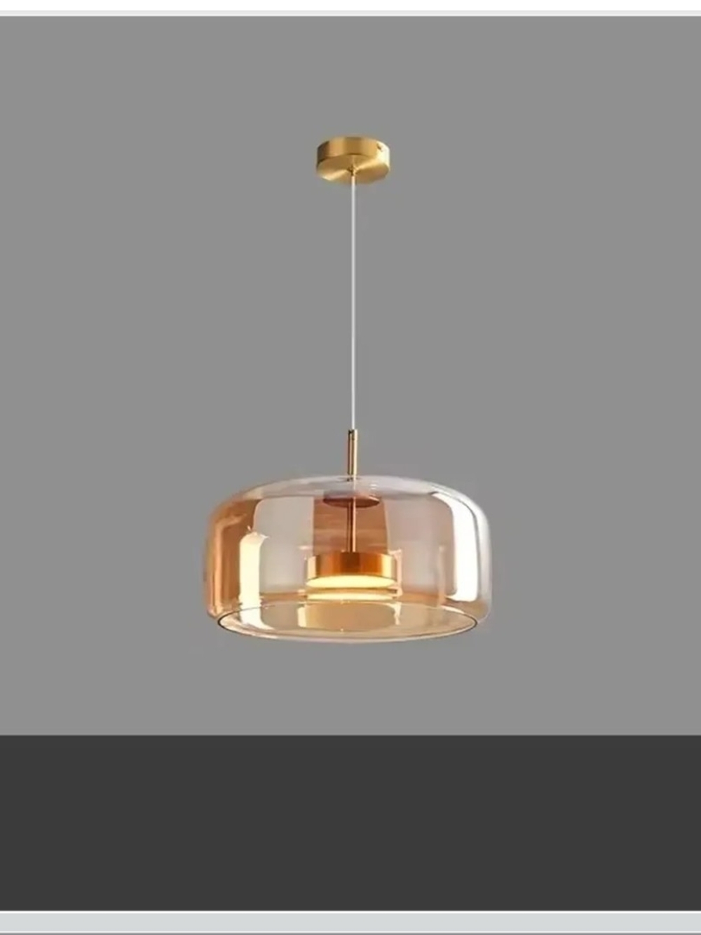 Nordic Cognac Glass Pendant Light LED Modern Globe Hanging Fixture